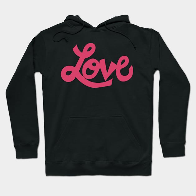 Whimsical Love cartoon illustrated text in dark pink Hoodie by Angel Dawn Design